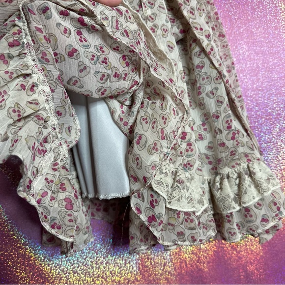 Tripp NYC Daang Goodman Chiffon Lace Tie Back Skull Frilly Layered Sun Dress y2k - Picture 3 of 10